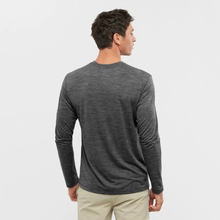 Black Salomon Outlife Merino Blend Long Sleeve Men's T-Shirts | IE MN5761